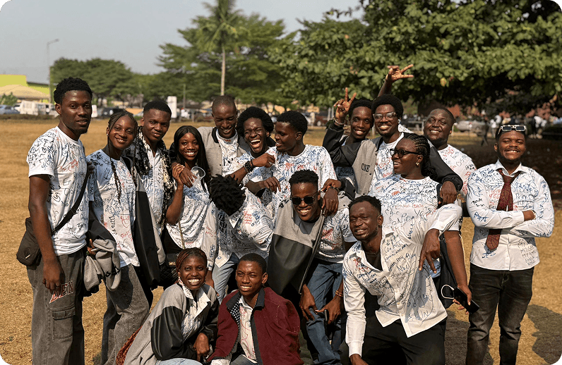 Picture of final year students during their teacher in their signout